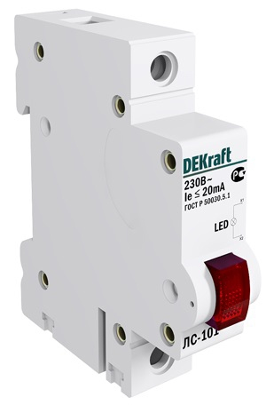 Лампа Сигнальная  DEKraft  на DIN-рейку 1П LED красный