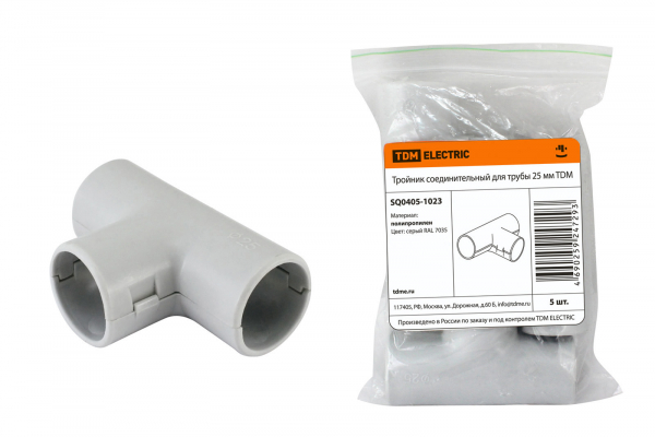 Тройник соединительный для трубы 25 мм (5шт) TDM (кратно 5)