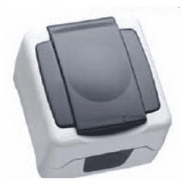 Makel  Менекше Серый Розетка с крышкой IP55 открытая установка (пружинные зажимы) 36064099