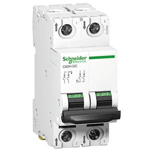 Автоматический выключатель Schneider Electric 2P 6А характеристика С 20кА C60H-DC 2P 6А C 500В DC A9N61526