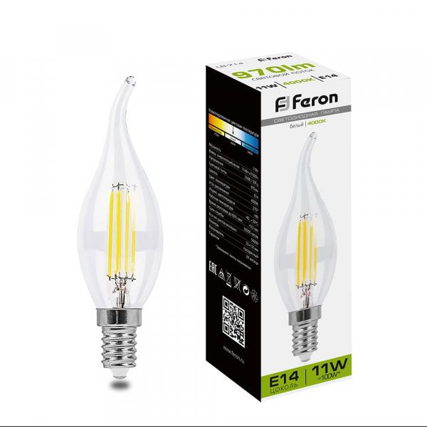 FERON LB-714 (11W) 230V E14 4000K филамент С35T прозрачная