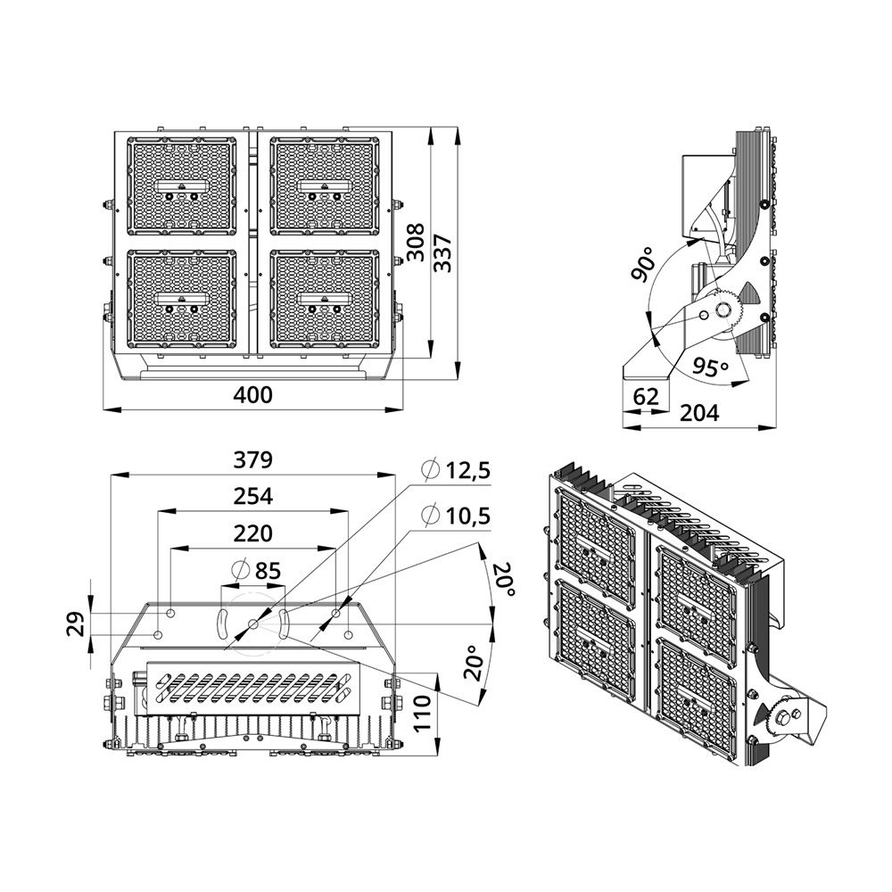 Прожектор 300 S CRI70 4000К 155х70°