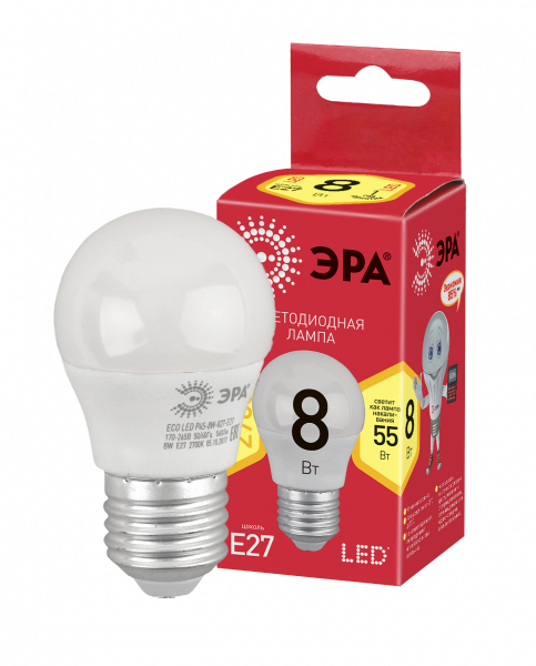 ЭРА LED smd P45-8w-827-E27 ECO