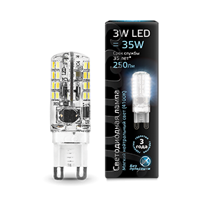 Лампа Gauss LED G9 AC150-265V 3W 4100K 1/20/200