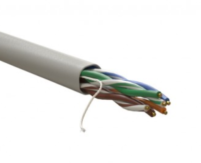 Кабель витая пара, неэкранированный U/UTP, категория 5e, 4 пары (24 AWG), одножильный,внутренний, LSZH, нг(A)-HF, серый, 305 м WRLine
