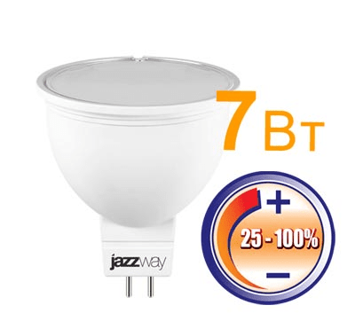 Светодиодная лампа Jazzway JCDR 7Вт 230В 4000K GU5.3  диммир.