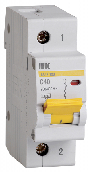 Автоматический выключатель IEK 1P 40А характеристика C 10кА ВА 47-100