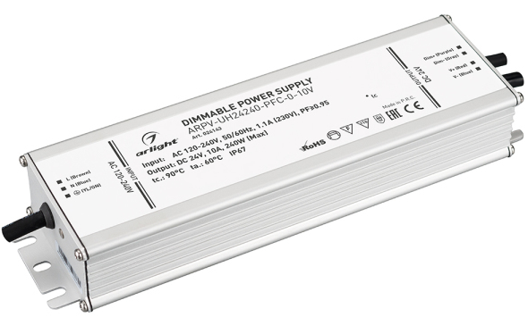 Arlight Блок питания 24V, 240W  IP67 215х68х39 ARPV-UH24240-PFC-0-10V (24V, 10.0A, 240W)