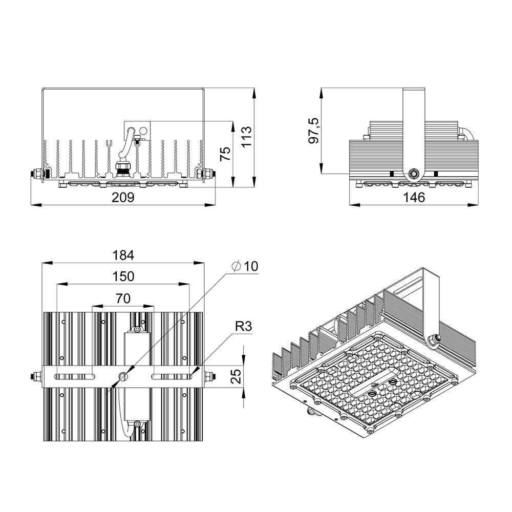 Прожектор 30 S Эко CRI70 5000К 155х70°