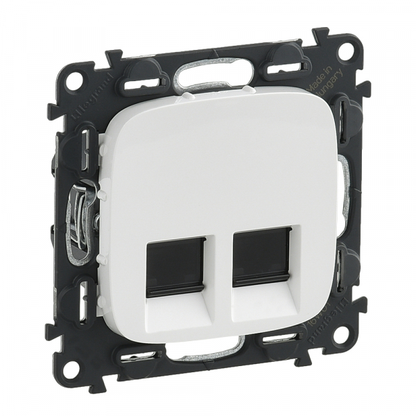 Legrand 753743 Valena ALLURE.Информационная розетка двойная RJ45 Кат.6 UTP.С лицевой панелью.Белая