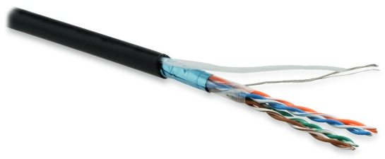 FUTP4-C5E-P26-IN-LSZH-BK-100 (100 м) Кабель витая пара, экранированная F/UTP, категория 5e, 4 пары (26 AWG), многожильный (patch), экран - фольга, LSZH, нг(С)-HF, –20градC – +75градC, черный Hyperline