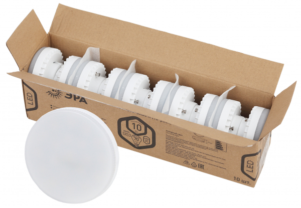 Светодиоданя лампа ЭРА ЭКО LED GX-10W-865-GX53 R (10-PACK)  (диод, таблетка, 10Вт, хол, GX53 10-PAC