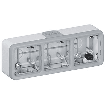 Legrand   Plexo Серый  Короб открытая установка с рамкой 3-местный горизонтальный IP55 69680