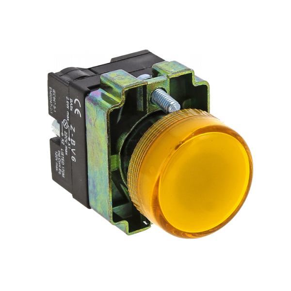 Лампа сигнальная BV65 желтая EKF 24В