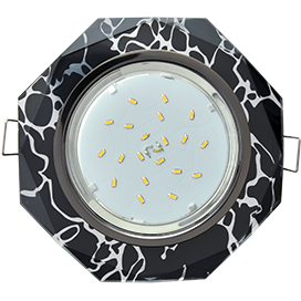 Ecola GX53 H4 LD5312 Glass Стекло 8-угольник с прямыми гранями с подсветкой  черный хром - черный 38x133 (к+)