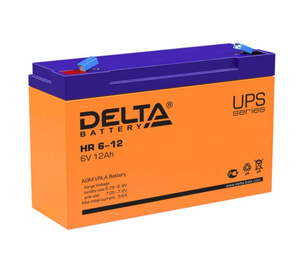 Аккумулятор DELTA HR 6-12, 6V, 12Ah (кратно 1)