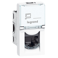 Розетка RJ45 STP категория 6А 1 модуль Legrand  Mosaic  Белая  076573