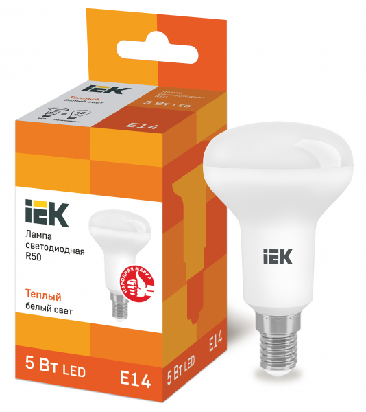 Лампа светодиодная ECO R50 рефлектор 5Вт 230В 3000К E14 IEK