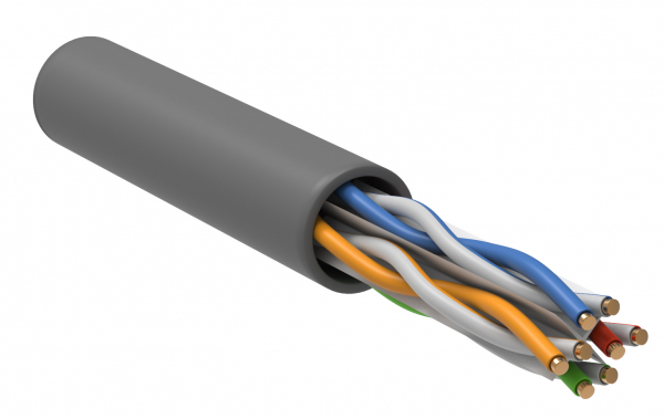 Кабель связи витая пара U/UTP, кат.6A 4х2х23AWG solid, LSZH, 305м, серый ITK