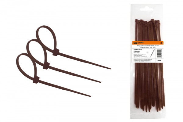 Хомут (стяжка) нейлон 4.8 х 400мм венге (25 шт) серия ЭКО TDM