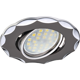 Ecola MR16 DH07 GU5.3 Светильник встр. поворотный Звезда (скрытый крепеж лампы) Черный Хром/Хром 25x88 (кd74) /FT1602EFS/