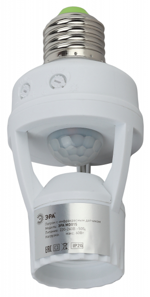 Датчик движения ЭРА MD 015 белый E27 60Вт 360гр 6м IP20
