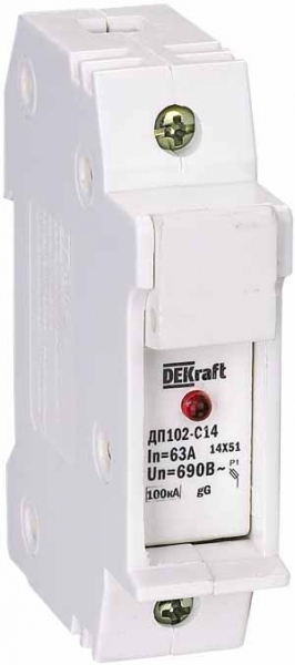 21386DEK Держатель предохр. типа C14 со светодиодной индикацией 1P ДП-102 DEKraft