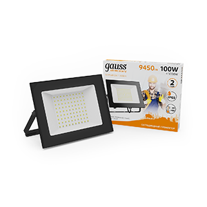 Прожектор светодиодный Gauss LED 100W 6700lm IP65 3000К черный 1/14