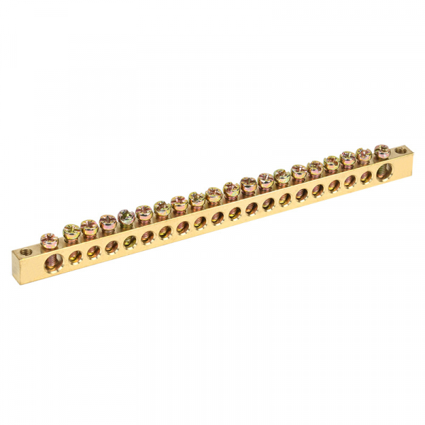Шина «N» нулевая 6х9 мм 20/2 (20 групп/крепеж по краям) REXANT 11-2370