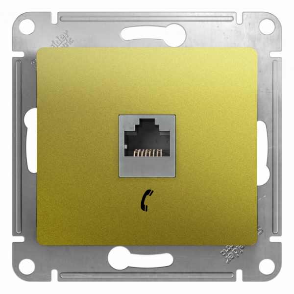 Glossa Фисташковый Розетка телефонная RJ11, механизм IP20 скрытая установка GSL001081T