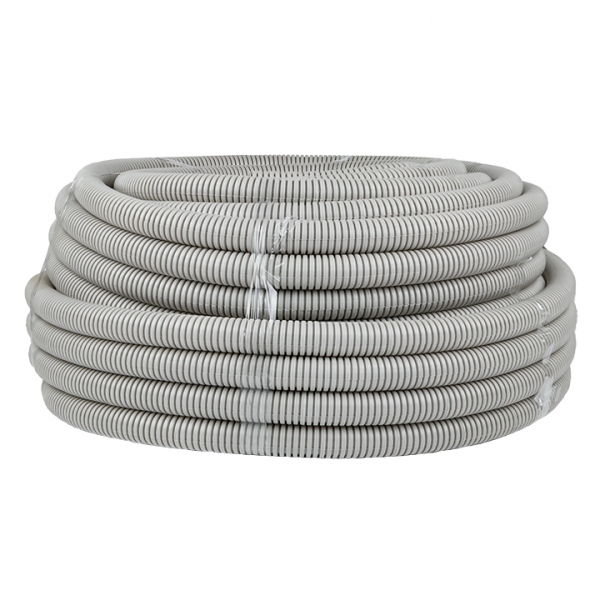 Труба ПВХ гофрированная с протяжкой 32мм серая легкая EKF Plast (кратно 50)