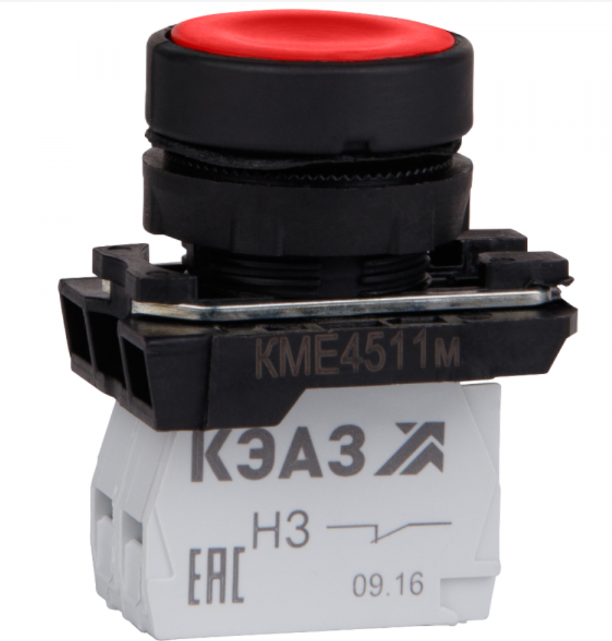 Кнопка КМЕ4511м красный 1но+1нз цилиндр IP54 КЭАЗ