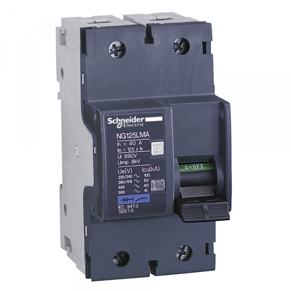 Автоматический выключатель Schneider Electric 2P 6,3А характеристика C 36кА. NG125H. NG125L 2P 6,3A MA 18869