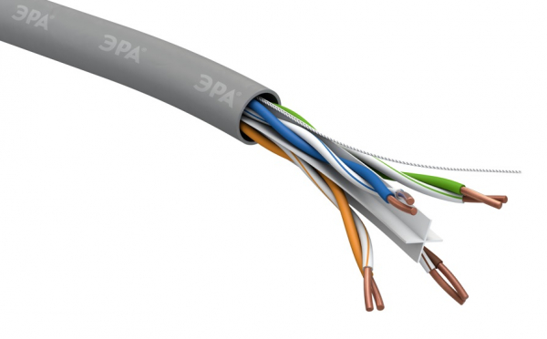 Кабель витая пара  U-4-PVC-6 U/UTP 4x2x23 AWG Cat 6 CU PVC 305 метров ЭРА