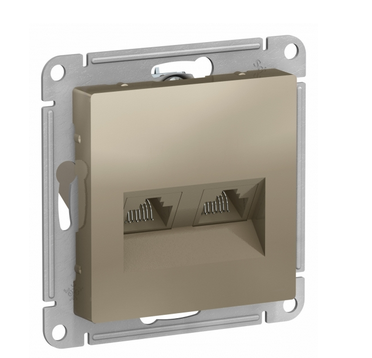 AtlasDesign Шампань  Розетка 2-местная компьютерная RJ45+RJ45, кат.5E, механизм ATN000585