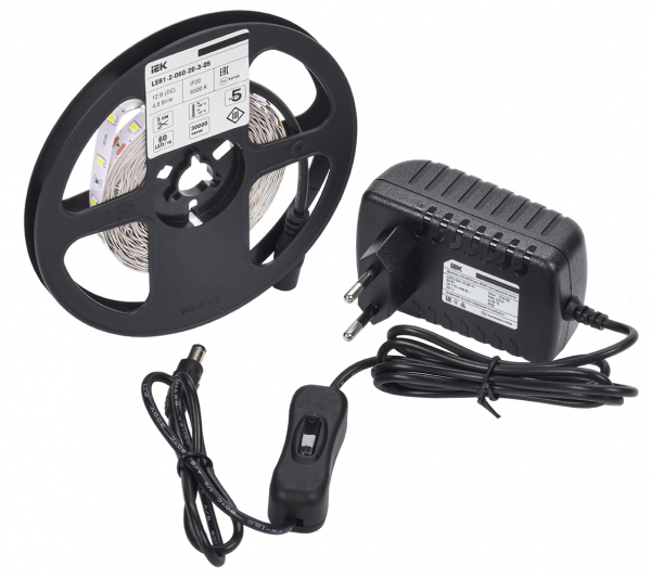Комплект DIY (2835W60-4,8-IP20-12В 5м + др. + выкл.) IEK