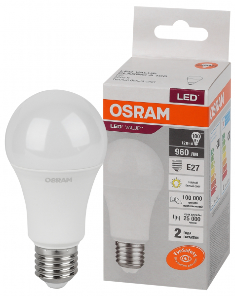 Светодиодная лампа OSRAM A100 12Вт 230В 3000К E27
