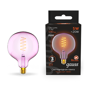 Лампа Gauss LED Filament Flexible G125-C Pink E27 5W 190lm 1800K 125*178mm 1/10