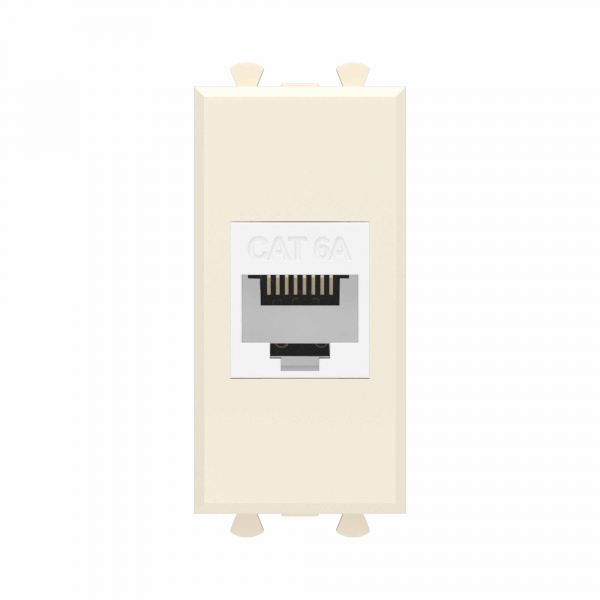 Компьютерная розетка RJ-45 без шторки модульная, кат.6А, "Avanti", "Ванильная дымка", 1 модуль