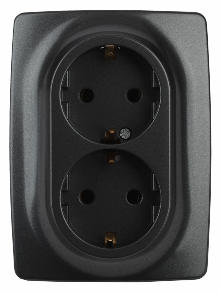 ЭРА  Эра12  Антрацит  Розетка 2X2P+E Schuko, 16АХ-250В 12-2106-05