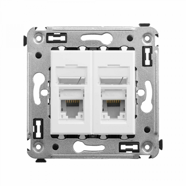 Компьютерная розетка RJ-45 в стену, кат.6А двойная, "Avanti", "Белое облако"