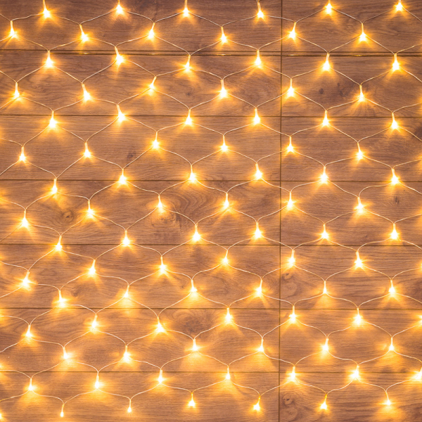 Гирлянда  Сеть  внутренняя  IP20 1,8х1,5м, прозрачный ПВХ, 180 LED Тепло-Белые  215-136