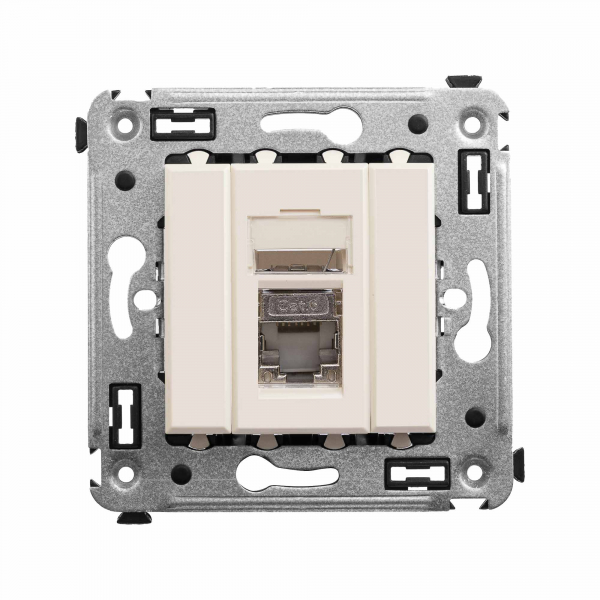 Компьютерная розетка RJ-45 в стену, кат.6 одинарная экранированная, "Avanti","Ванильная дымка"