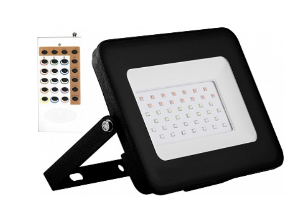 Прожектор светодиодный Feron 30Вт RGB IP65 194х27х180 черный / LL-612 2835SMD с пультом ДУ AC220V/50Hz