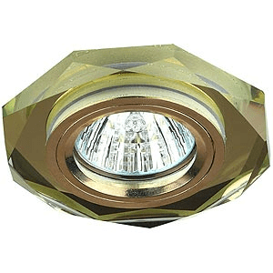 Точечный светильник ЭРА DK5 GD/YL декор стекло многогранник MR16,12V, 50W, GU5,3 зерк золото/ золото