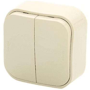 Legrand  Quteo  Слоновая Кость Выключатель 2 клавишный открытая установка 782232
