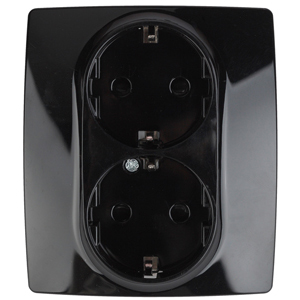 ЭРА  Эра12  Черный  Розетка 2X2P+E Schuko со шторками 16АХ-250В 12-2104-06 Б0014704