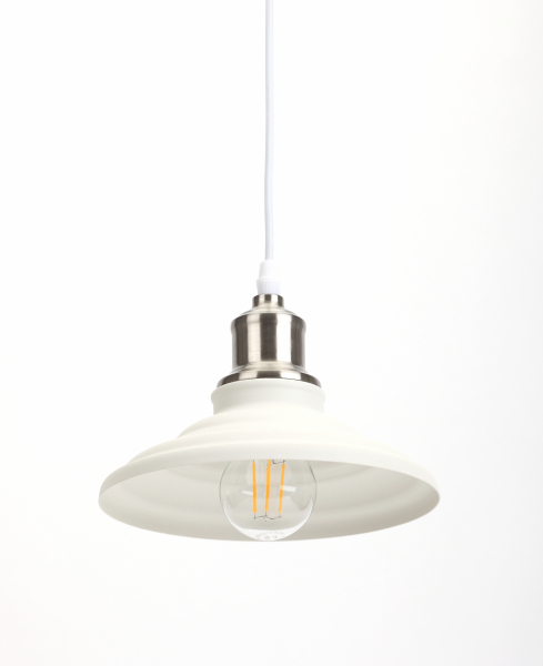 Светильник ЭРА PL4 WH/SN металл, E27, max 40W, d203 мм, шагрень белый/сатин никель