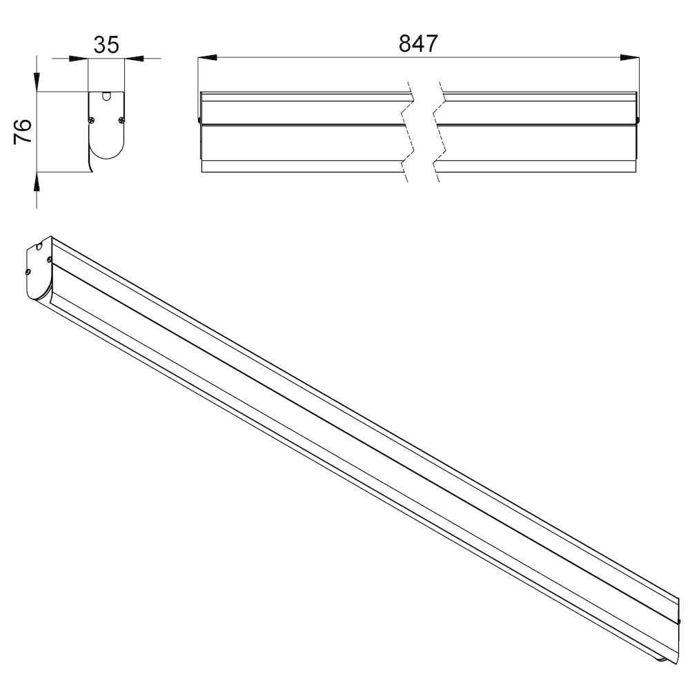 Модерн v2.0 7,5 840мм (9Вт/м) 24В DC CRI80 3000К Опал (Профиль, козырек)