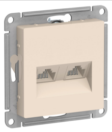 AtlasDesign Бежевый  Розетка 2-местная компьютерная RJ45+RJ45, кат.5E, механизм ATN000285